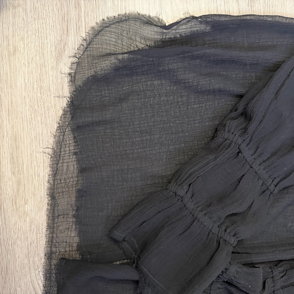 Urban Outfitters Black Sheer Button-Front Ruffle Blouse - Picture 11 of 12